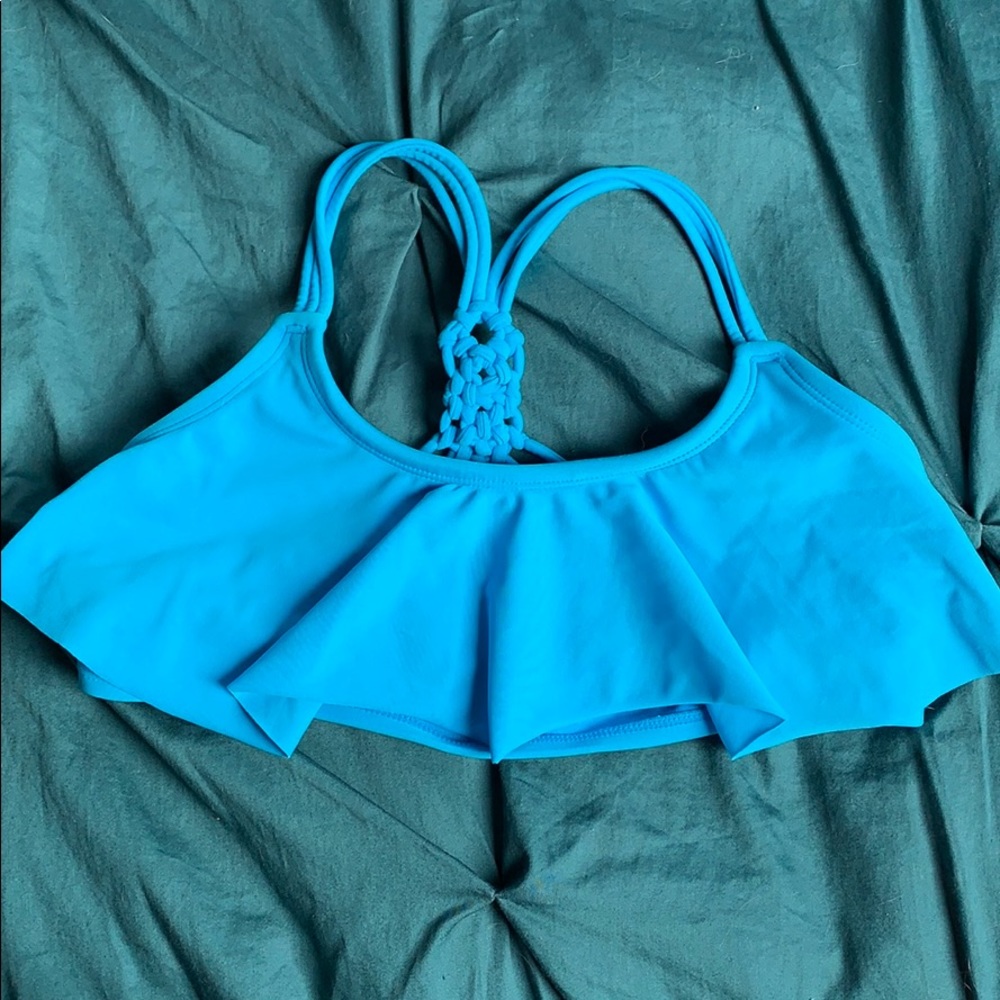 BLUE RUFFLE BIKINI TOP size M